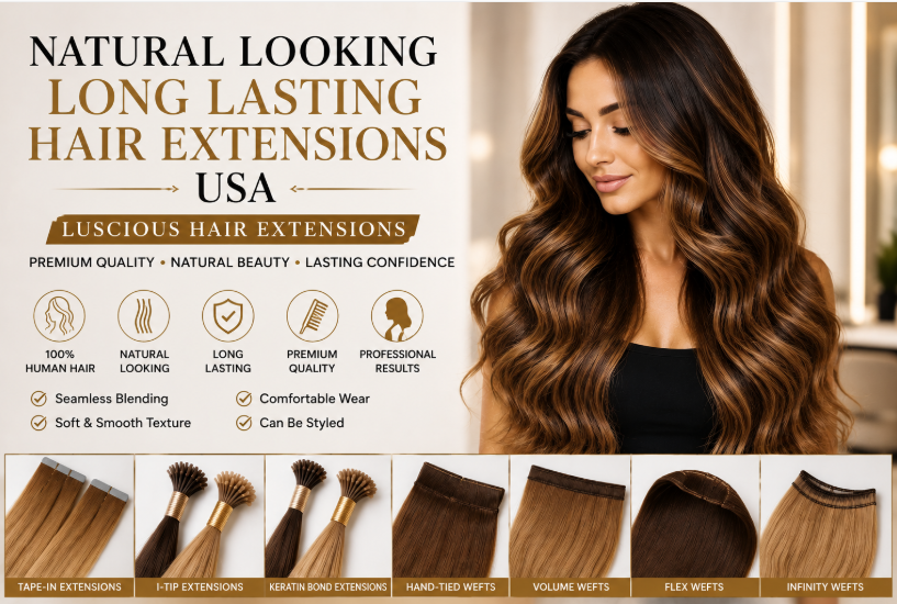 Natural Looking Long Lasting Hair Extensions USA | Luscious Hair Extensions